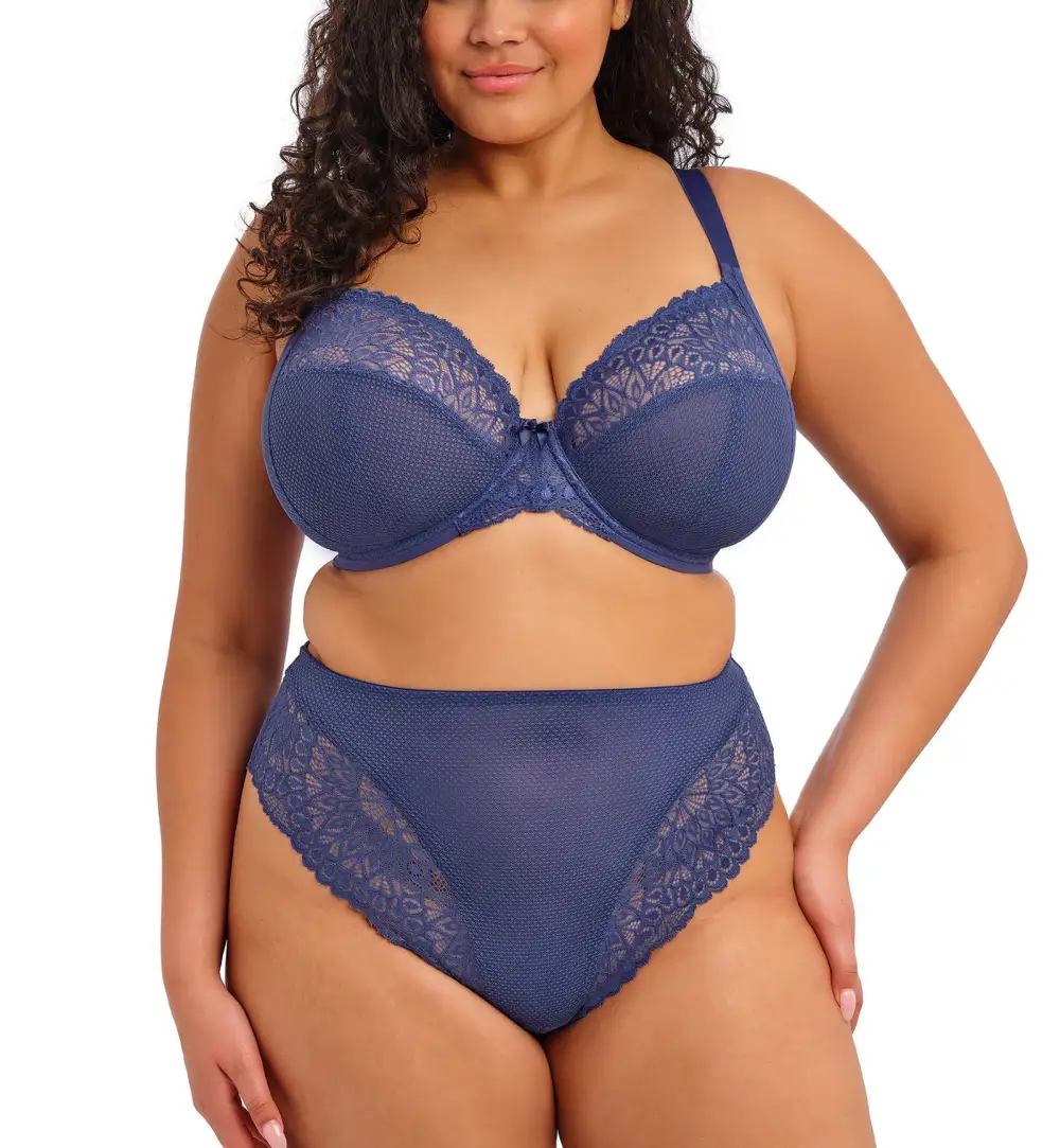 Classic High-Waist Stretch-Lace Mesh Full-Coverage Brief Panty