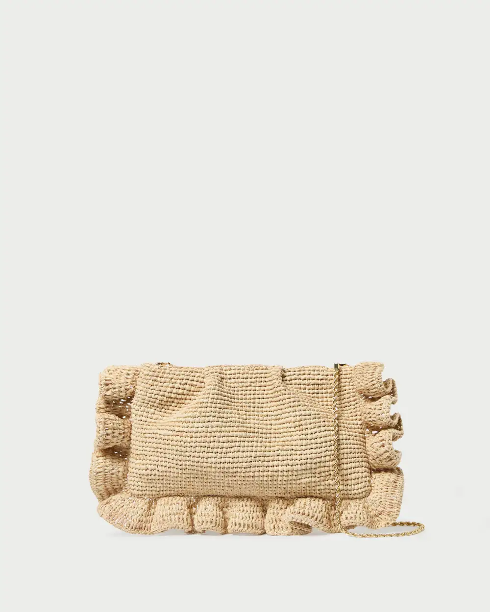 Ruffle Trim Textured Carryall Bag