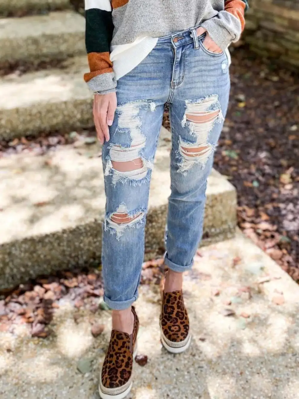Utility Skinny Distressed Denim Jeans