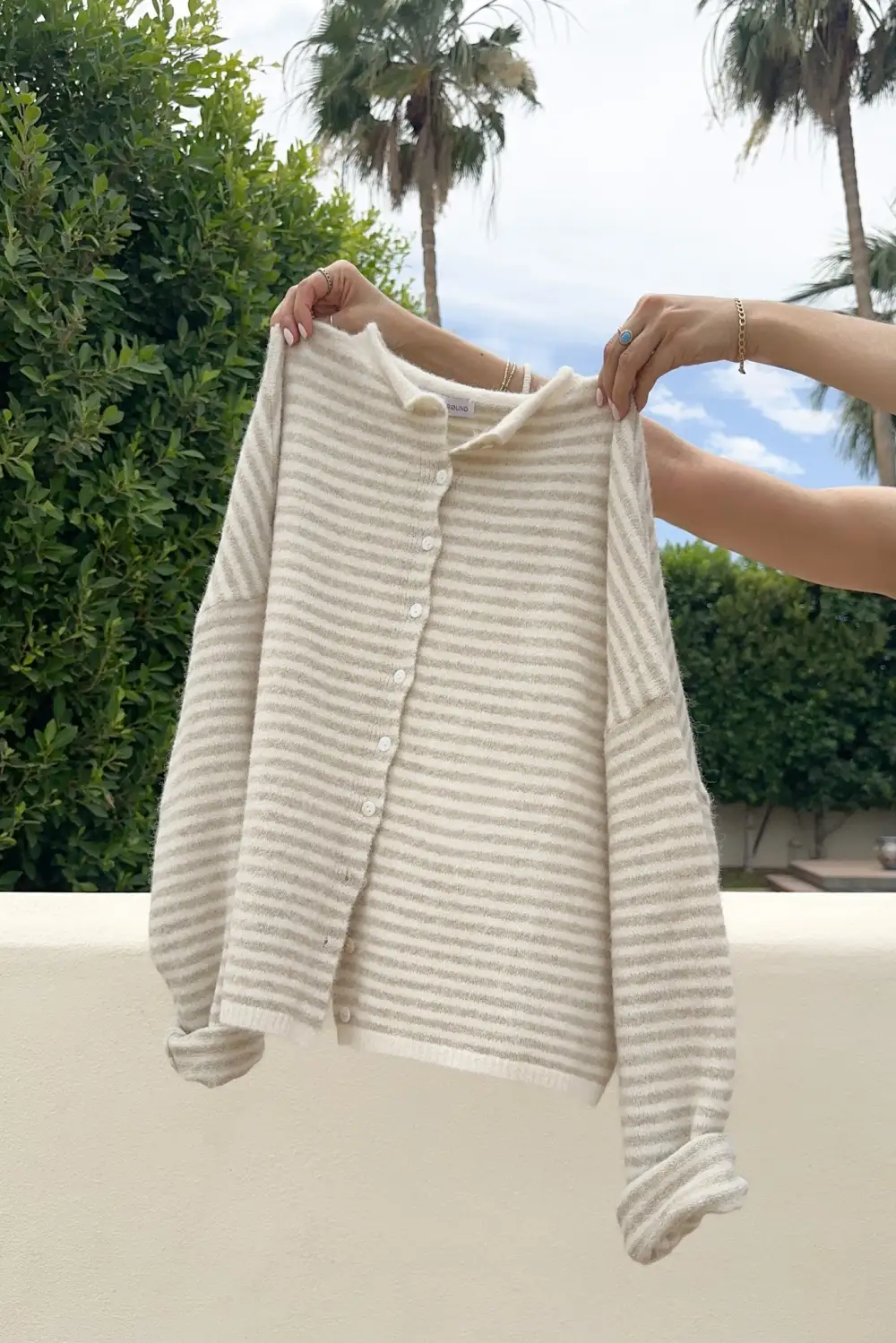 Washed Soft Striped Cardigan