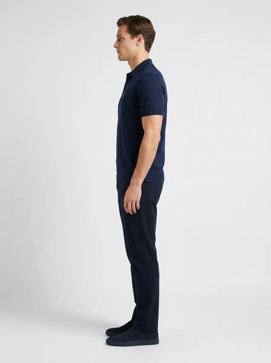 Compass-Detail Nautical-Inspired Men's Polo Shirt