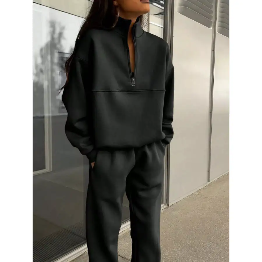 Classic Half Zip Sweatshirt and Pants Set
