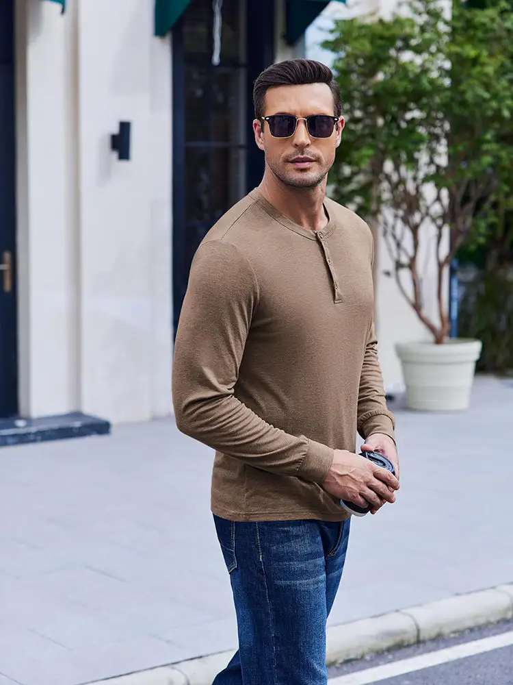 Classic Lightweight Stretch Henley Tee T-Shirt