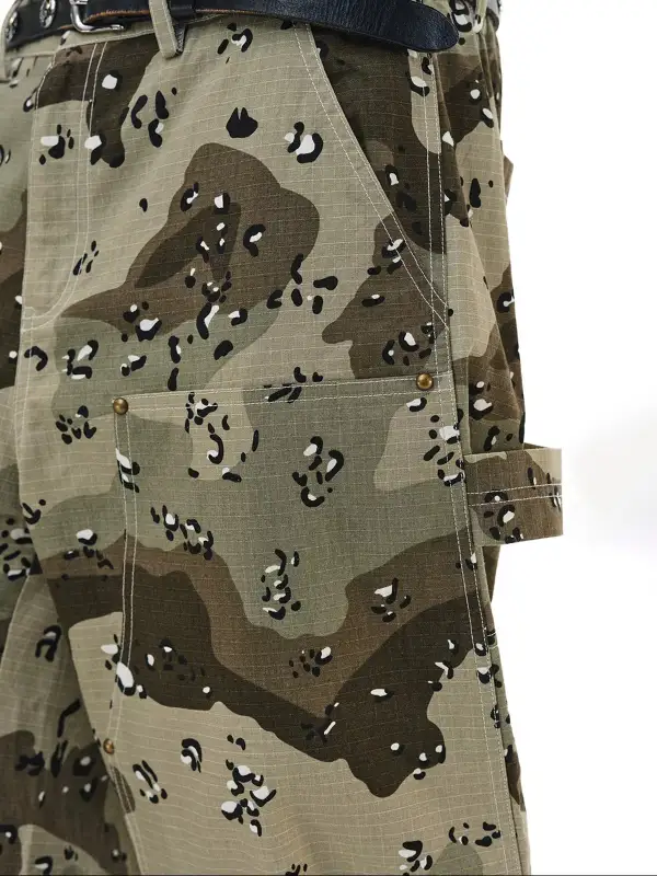 Curved-Cut Camouflage Washed Utility Pants