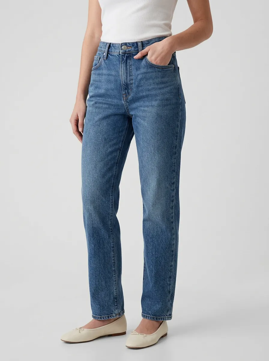 Clean Line Straight Leg Pocket Detail Straight Jeans