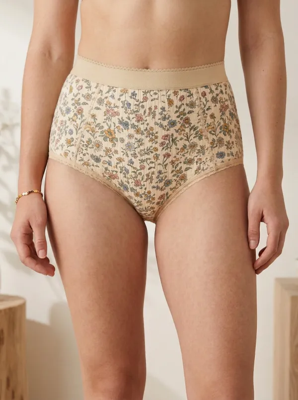 Women's Cottagecore Floral Pattern Printed High-Waisted Panties