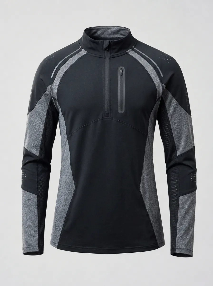Men's Athletic Sport Performance Quarter Zip Printed Top