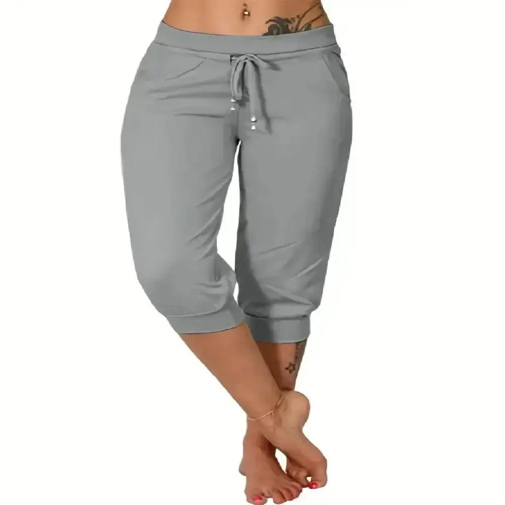 🔥Hot Summer Sale🔥Women’s Drawstring Capri Pants with Pockets for Casual Comfort Wear