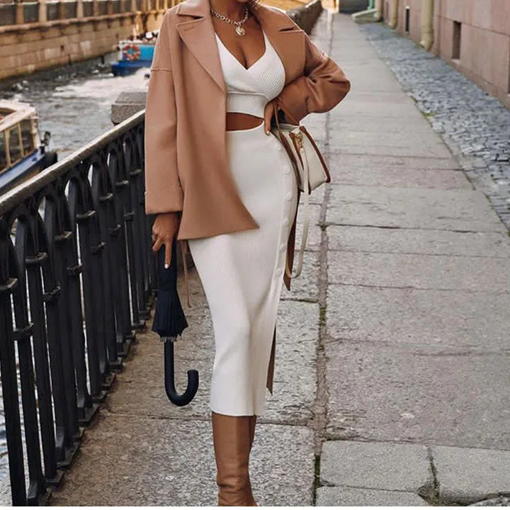 Knitted Matching Skirt Set