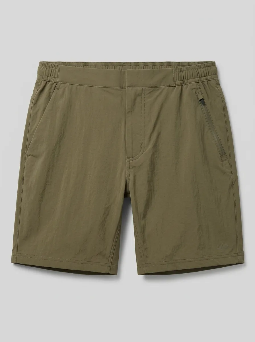 Men's Outdoor Hiking Olive Green Breathable Zippered Shorts