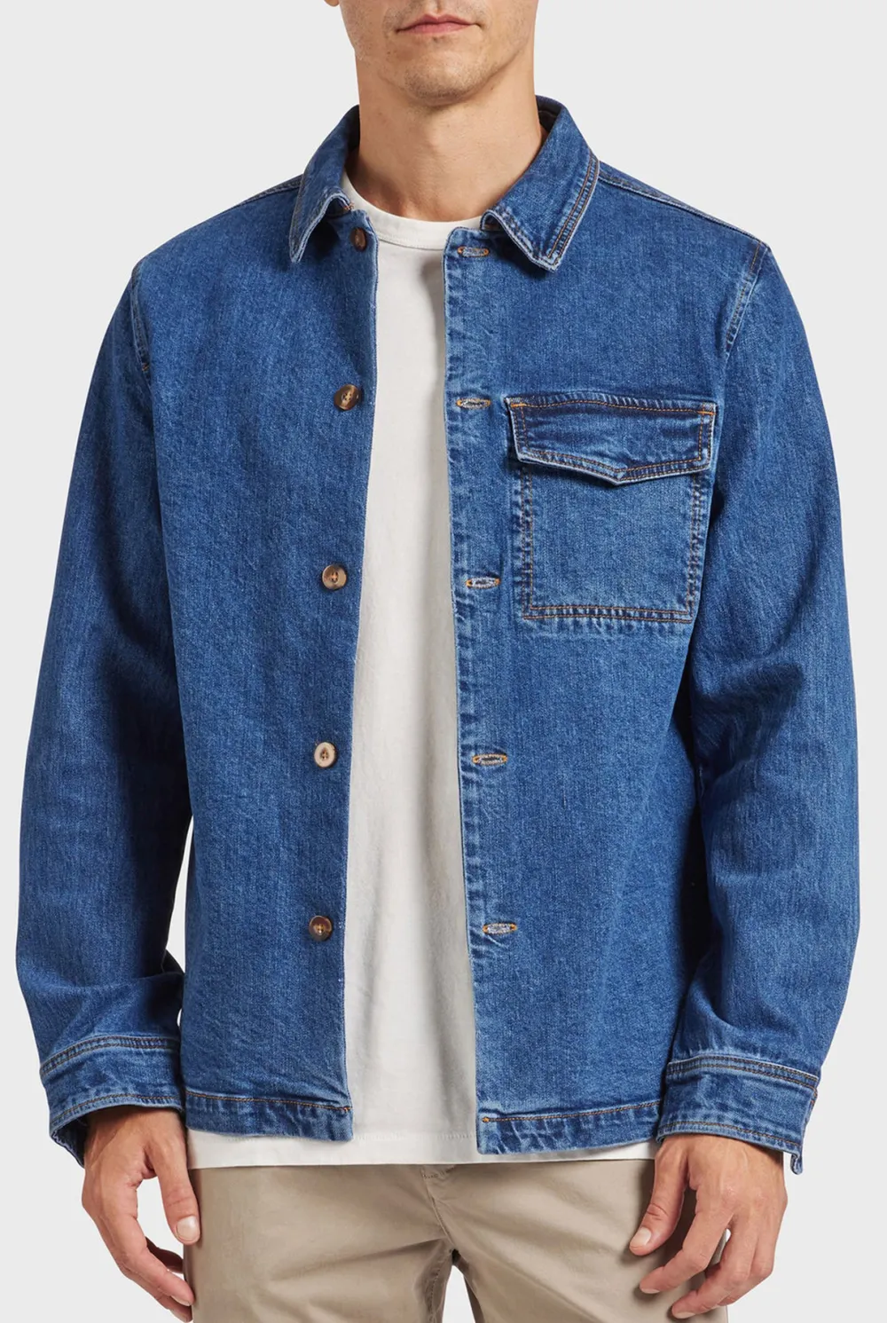 Light Blue Denim Button Down Overshirt