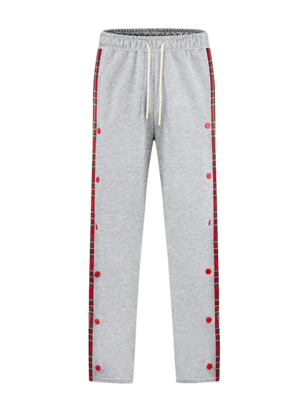 Men's Full Size Plaid Trim Snap Button Track