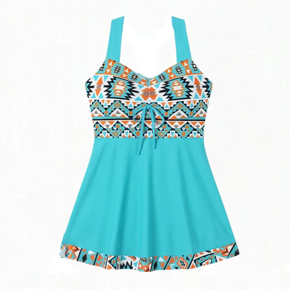 Floral Halter Swimdress With Skirted Hem