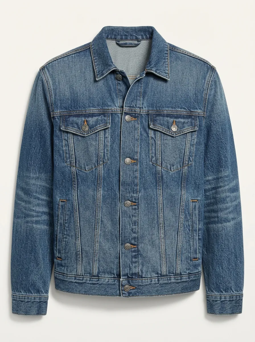 Men's Classic Vintage Wash Denim Button-Up Jacket