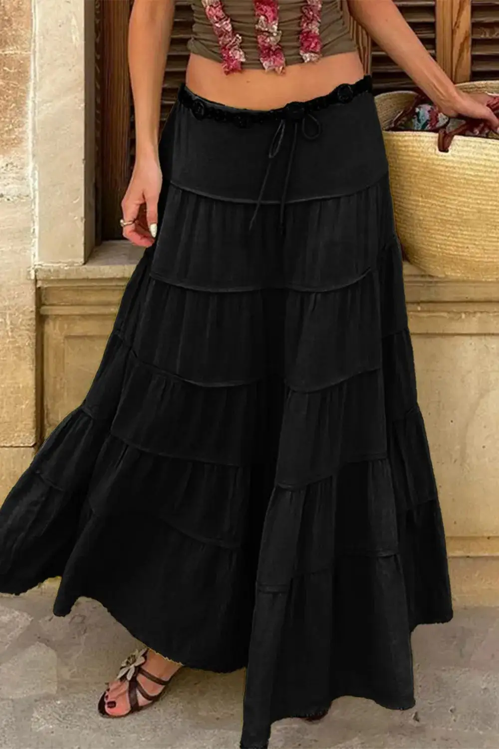 Quiet Drawstring Bohemian Skirt