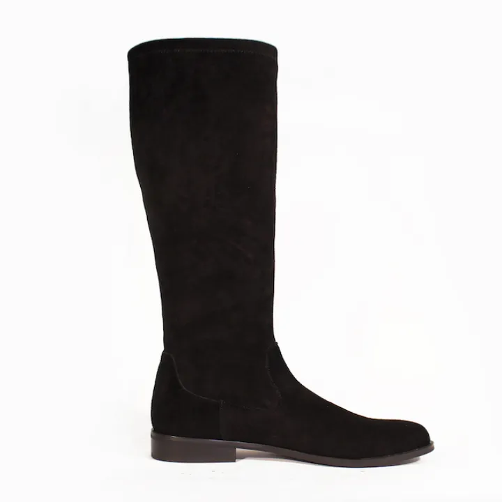 Leather Suede Elastic Knee High Boots