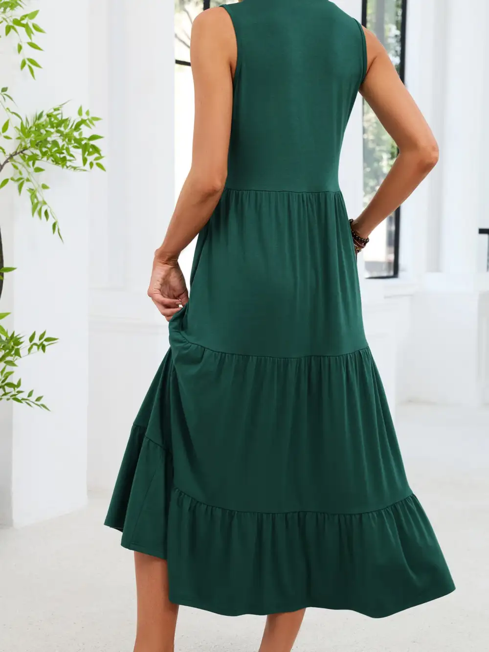 Tiered Sleeveless Midi Dress
