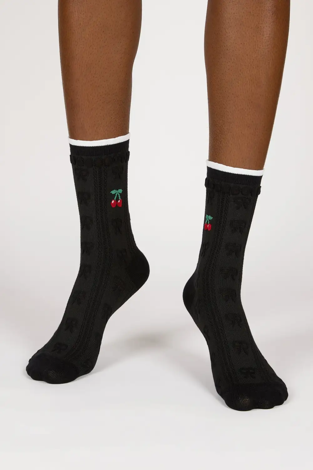 Classic Cherry Lace Ribbon Socks