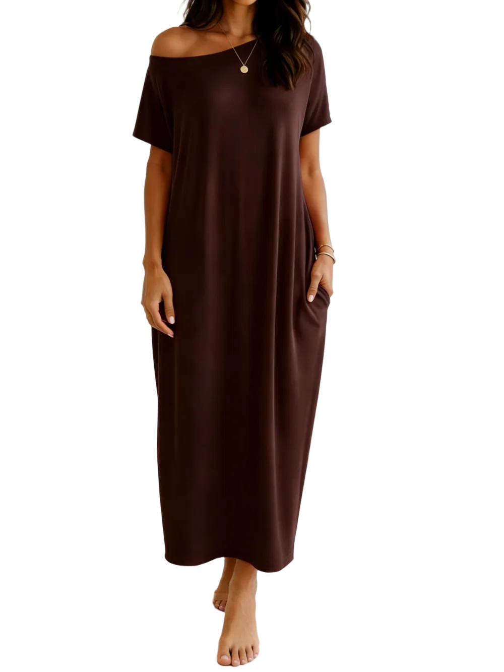 Women's Solid Color Batwing Sleeve Lounge Dress