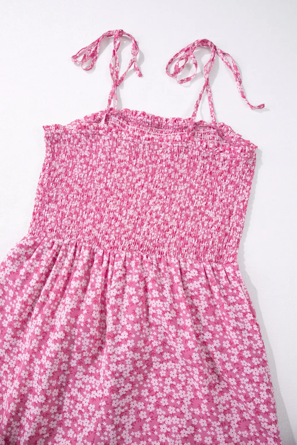Thin Straps Smocked Bodice Wide Leg Accessory