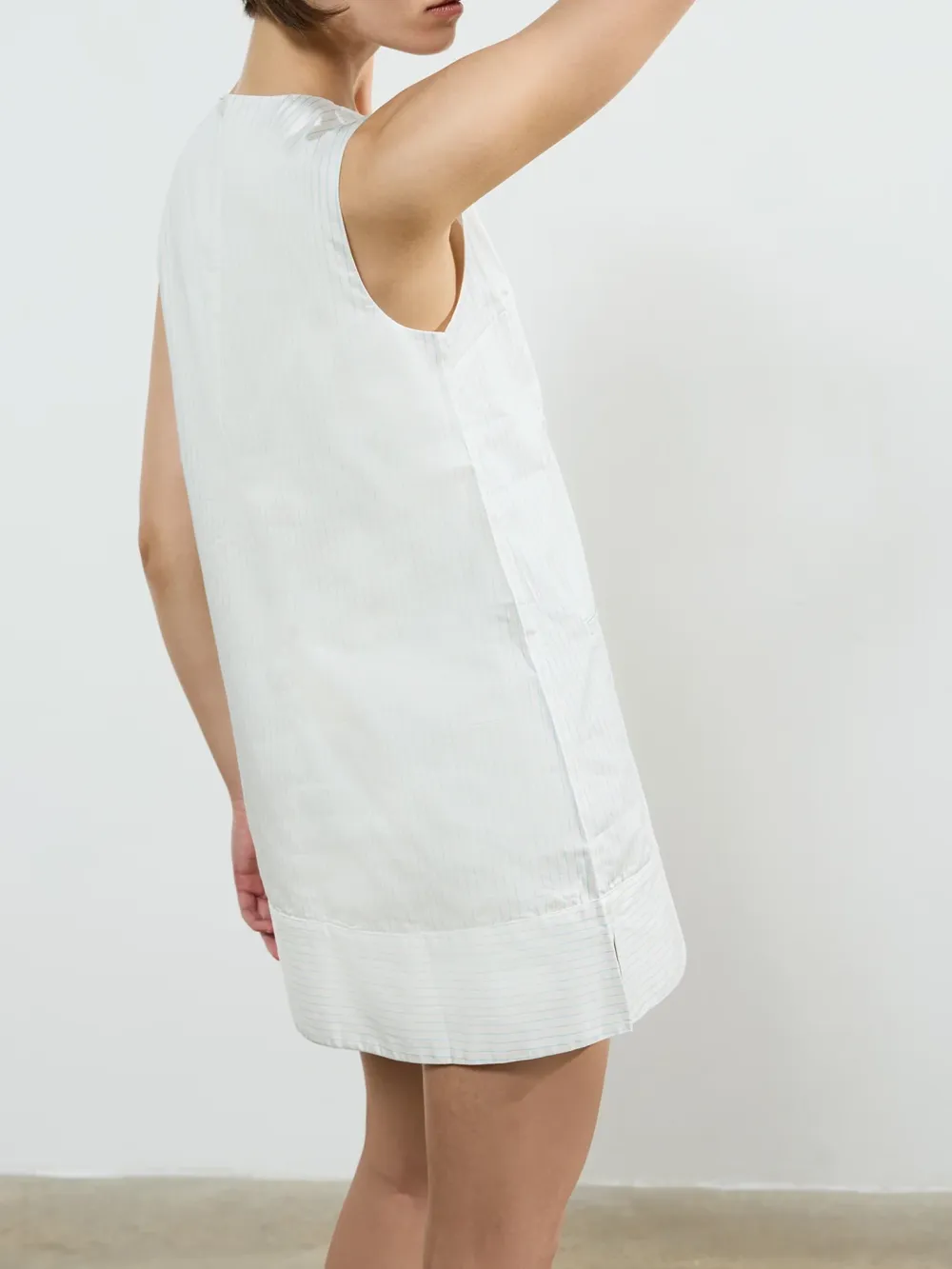 Simple Striped Round Neck Sleeveless Dress