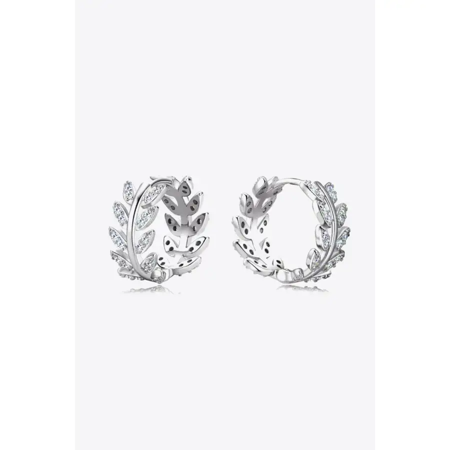 Moissanite Leaf Sterling Silver Earrings