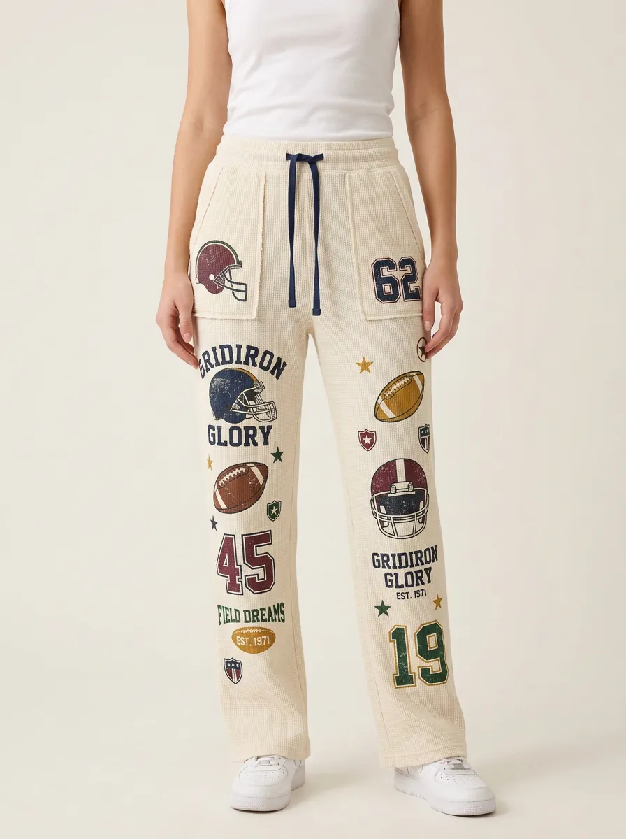 Women's Football Lover Gridiron Glory Helmet Printed Sweatpants