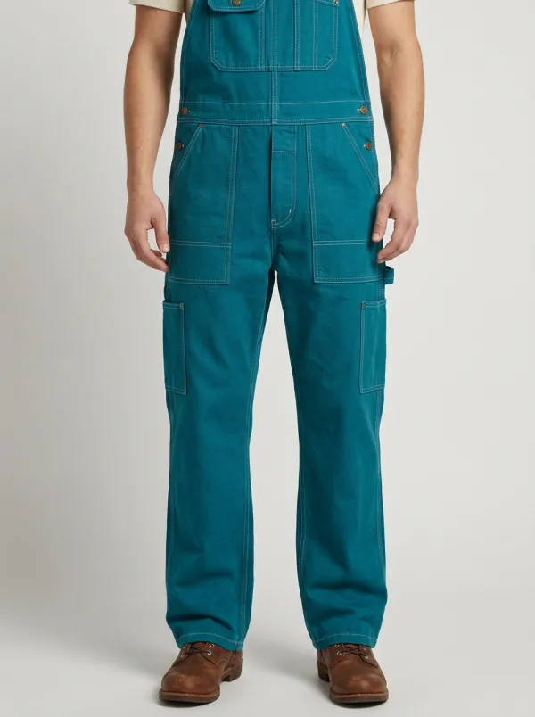 Men's Vintage Style Olive Green Cotton Cargo Overalls