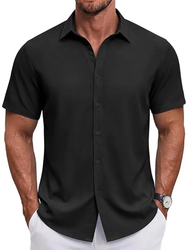 S Short Sleeve Casual Button-Down Shirt