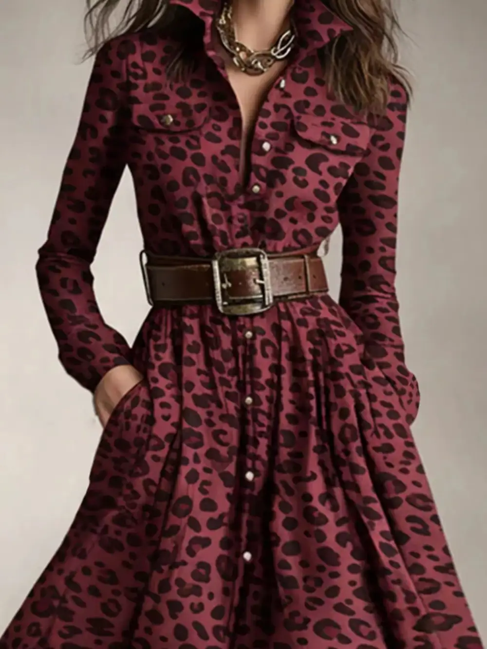 Smooth Finish Plaid Button Front Maxi Dress