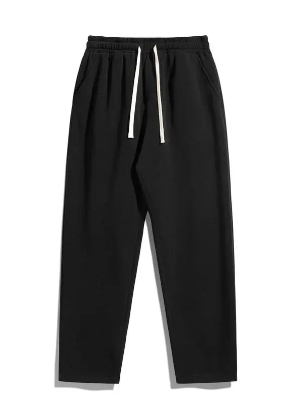 Men's Regular Fit Solid Drawstring Waist Sweatpants, Casual Pocket Design Pants for Fall & Winter, Men's Trousers for Daily Wear, Athleisure Pants