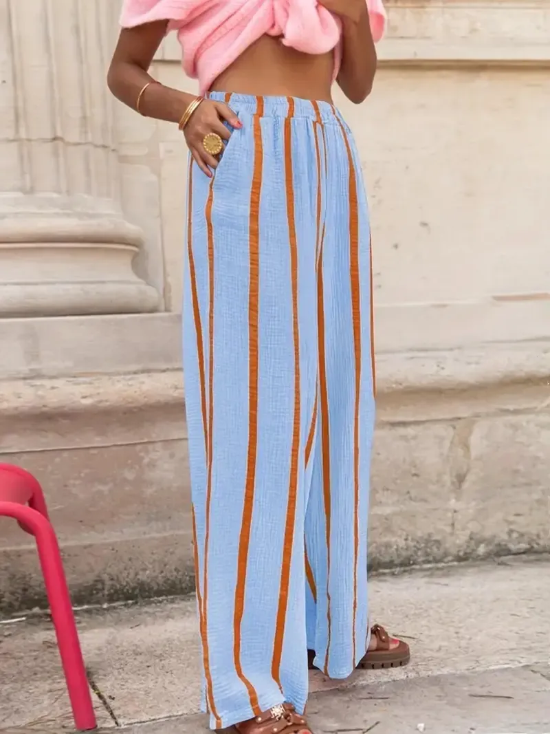 Women's Striped Print Wide Leg Pants | $2.18 per pair