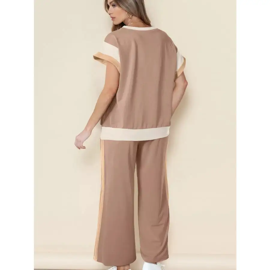 Block Detail Casual Two Piece Set