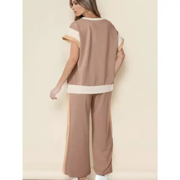Block Detail Casual Two Piece Set