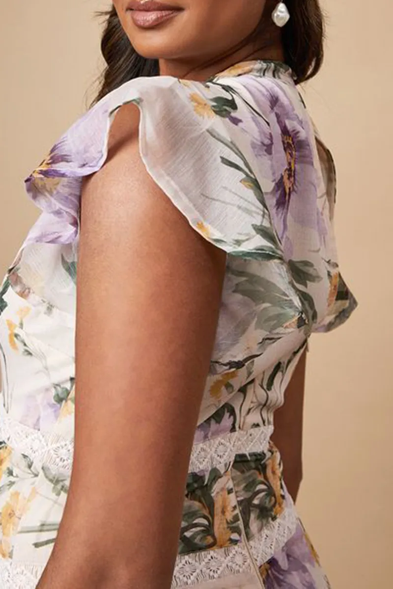 Green Floral Printed Insert Dress