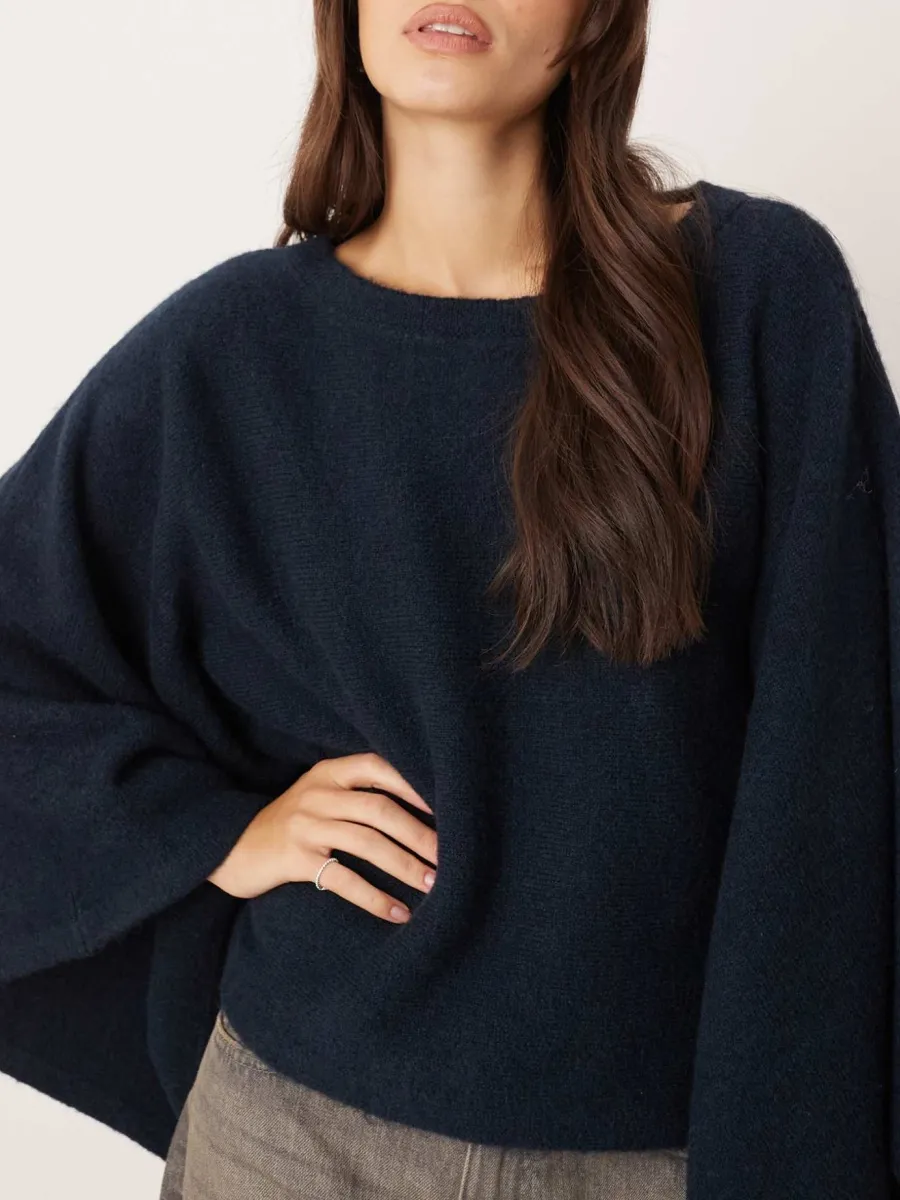 Batwing-Sleeve Oversized Knit Sweater