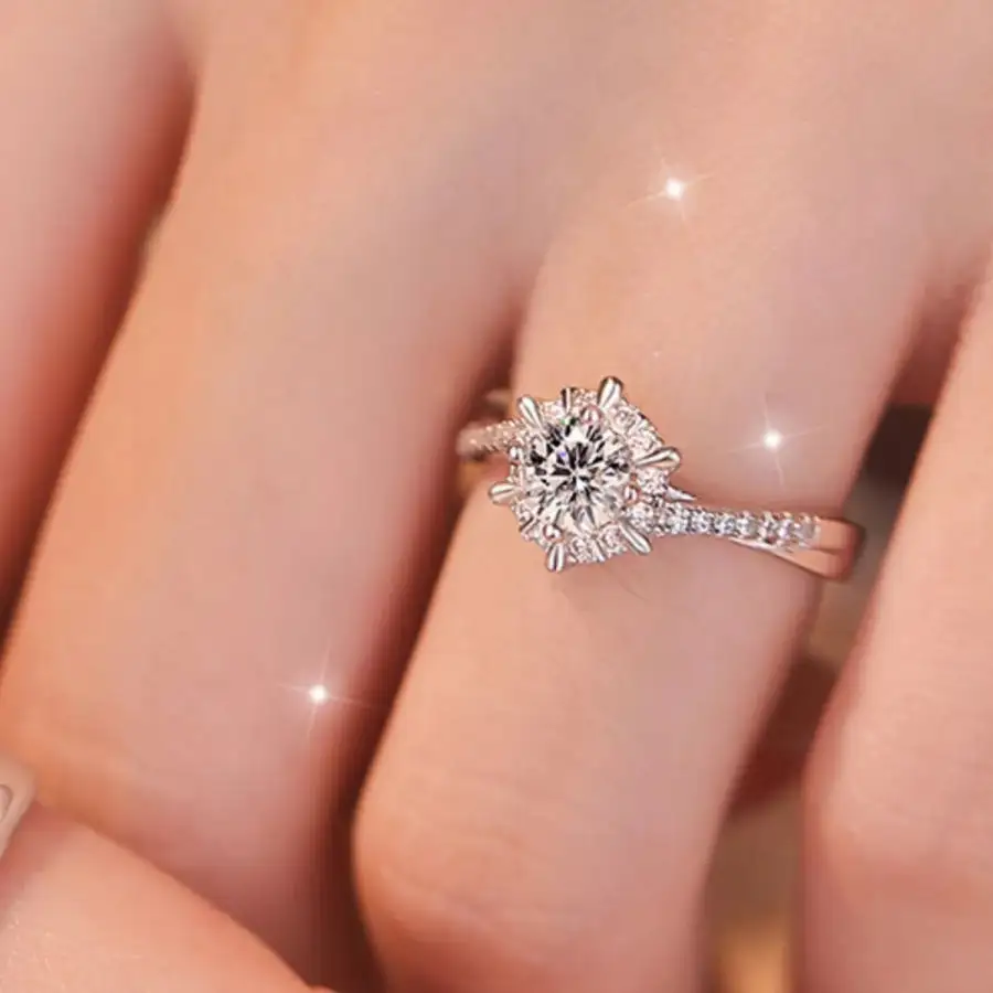 Polished Glow Sterling Silver Moissanite Ring Set