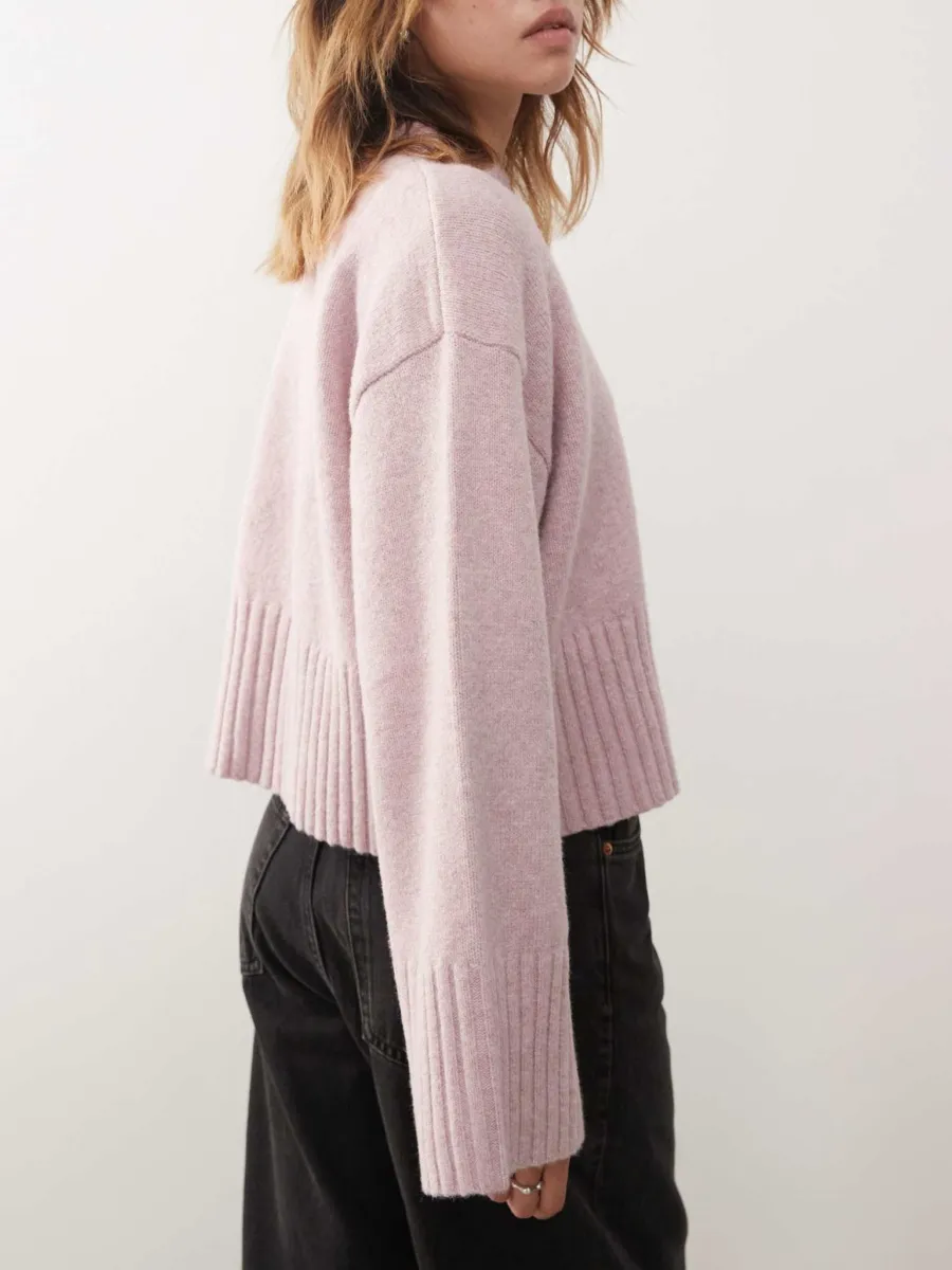 Ribbed Hem Dropped Shoulder Sweater
