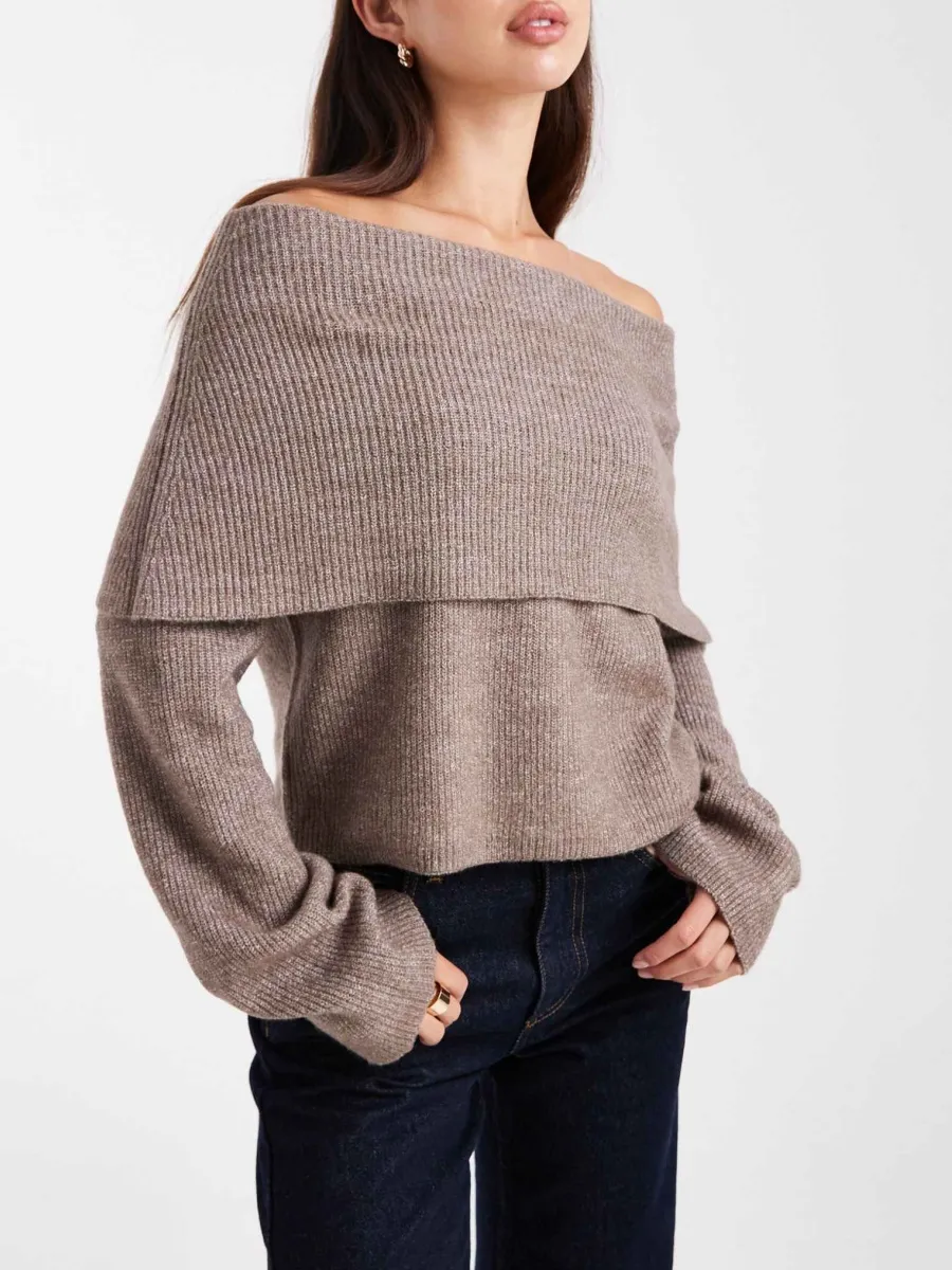Off-Shoulder Ribbed Sweater