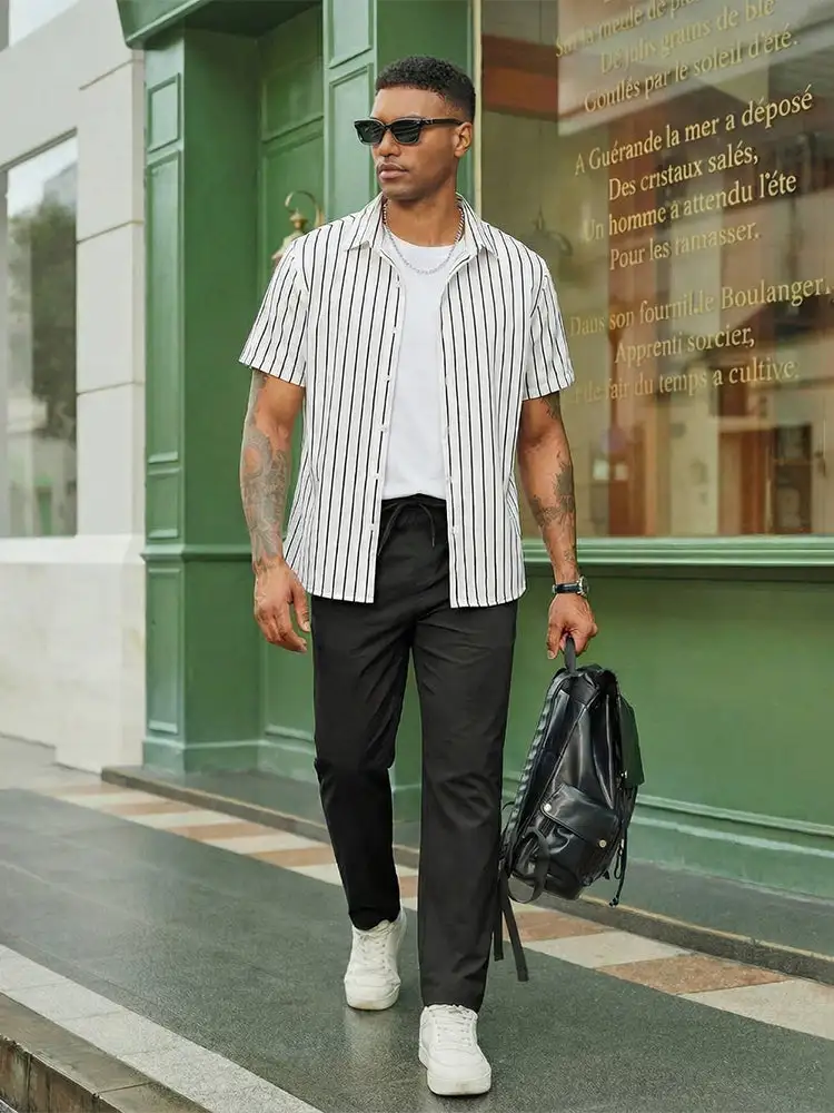 Casual Straight Leg Drawstring Chino Pants
