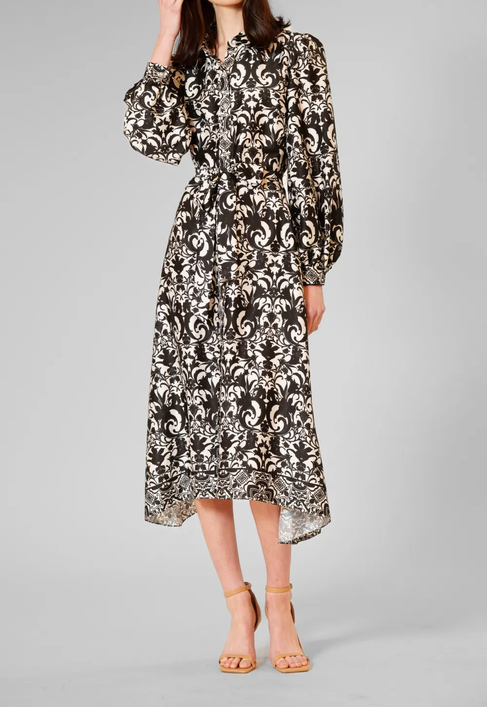 Long Sleeve Sash Shirt Dress