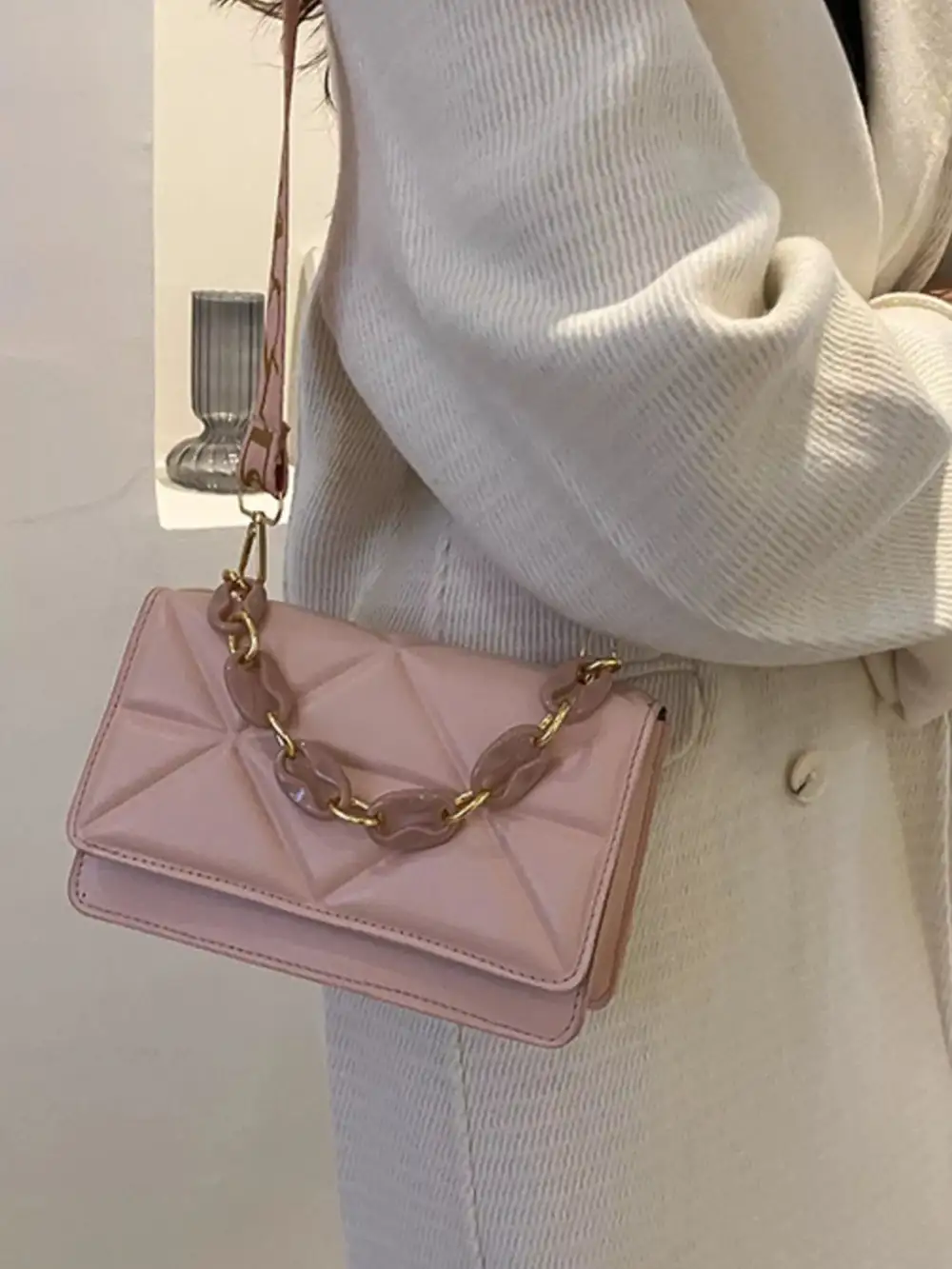 Quilted Adjustable Strap Crossbody Bag