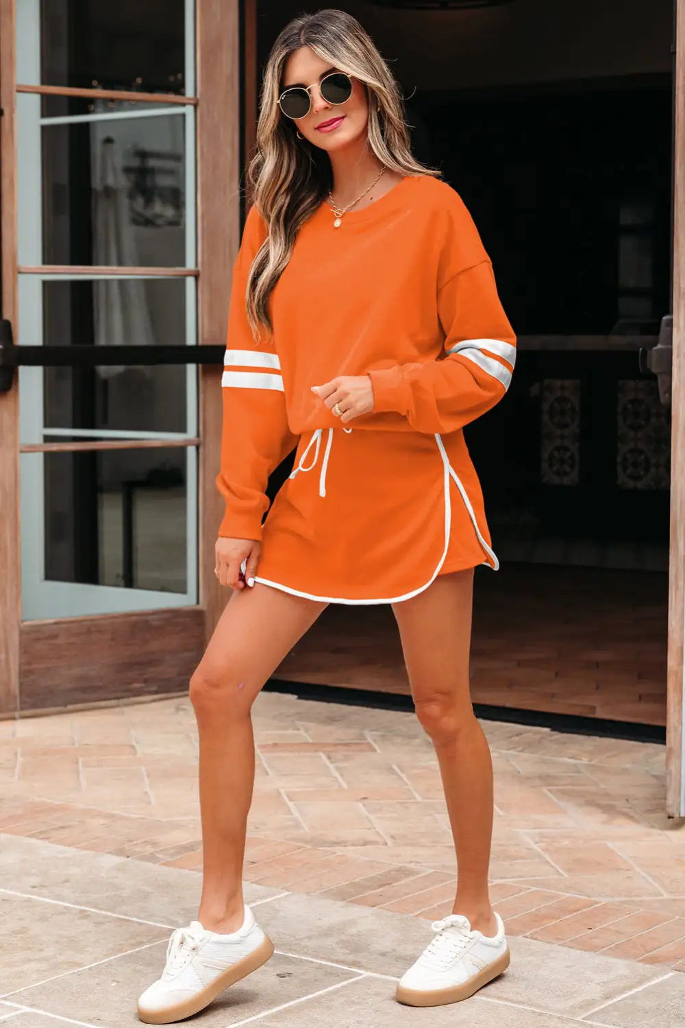 Curve Printed Varsity Detail Coordinated Set