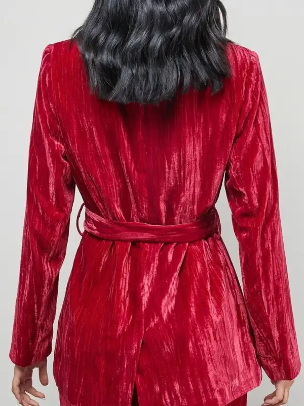 Velvet Lapel Collar Blazer & Pants Set