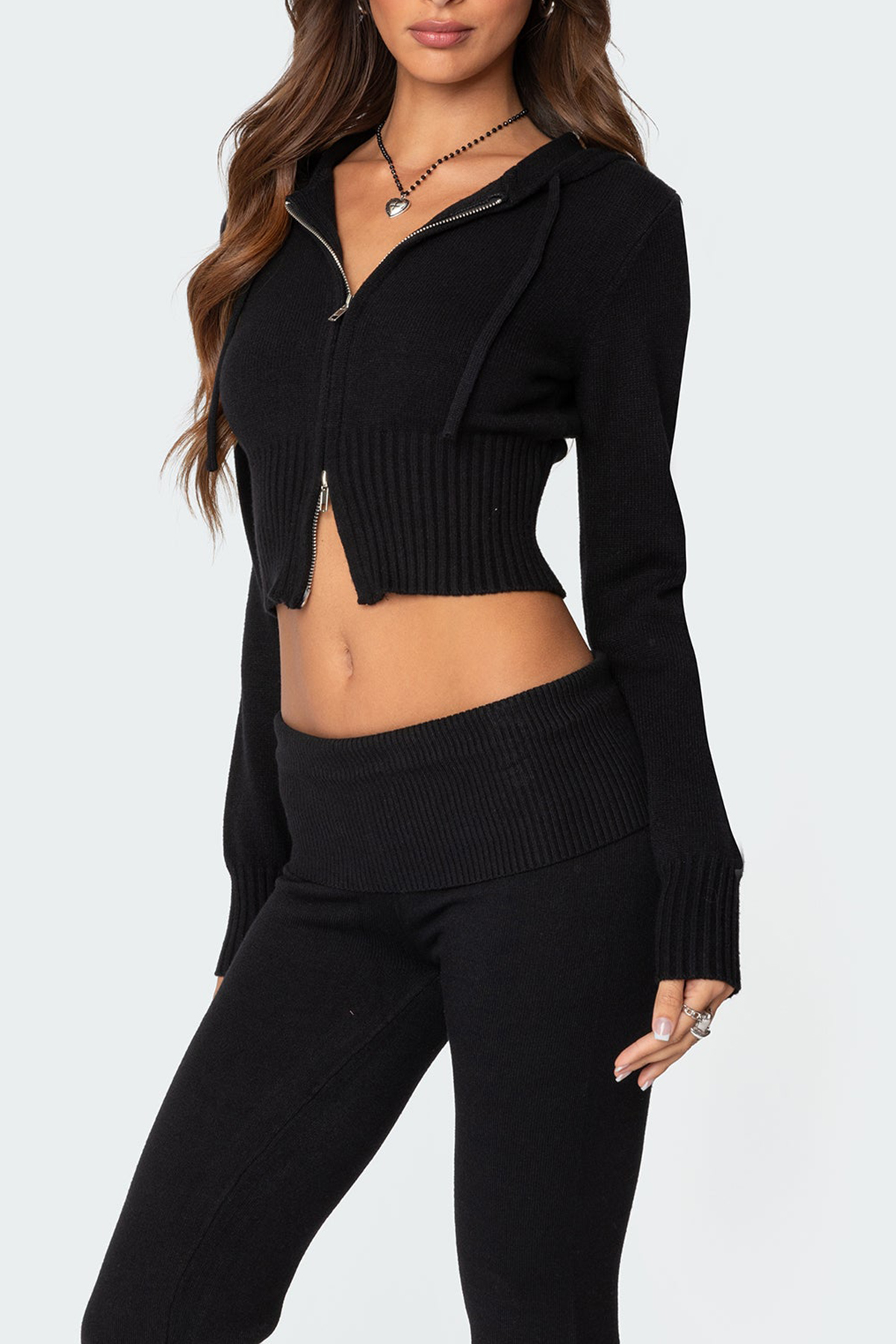 Knitted Hooded Cardigan