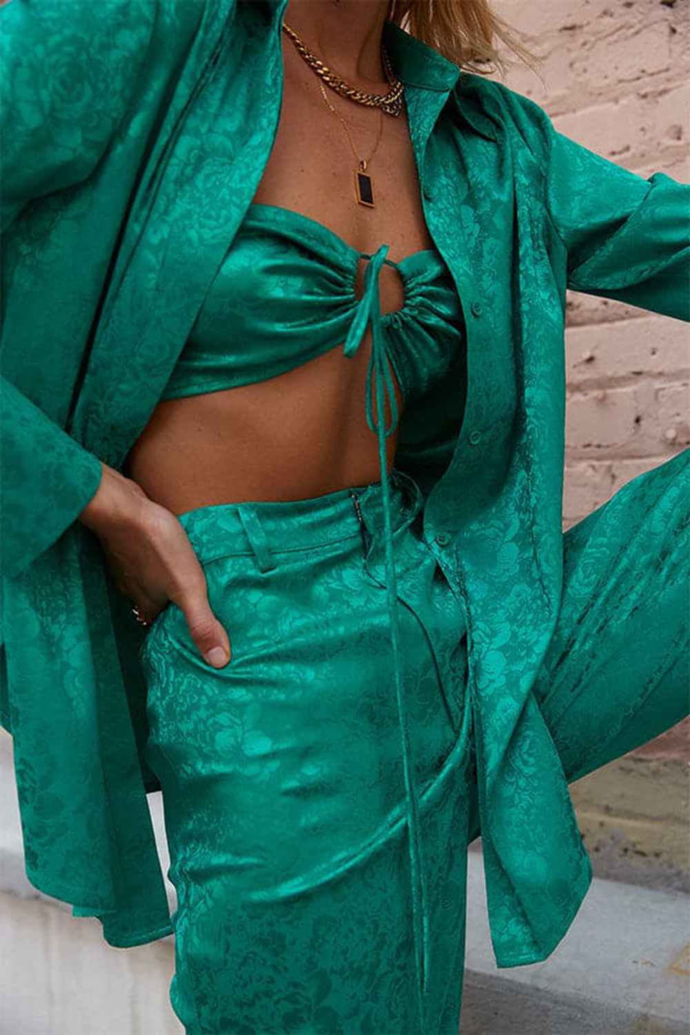 Emerald Jacquard Pants