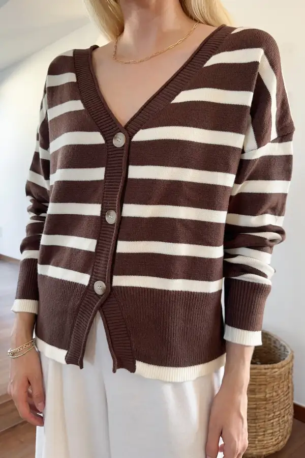 Layered Knit Striped Cardigan