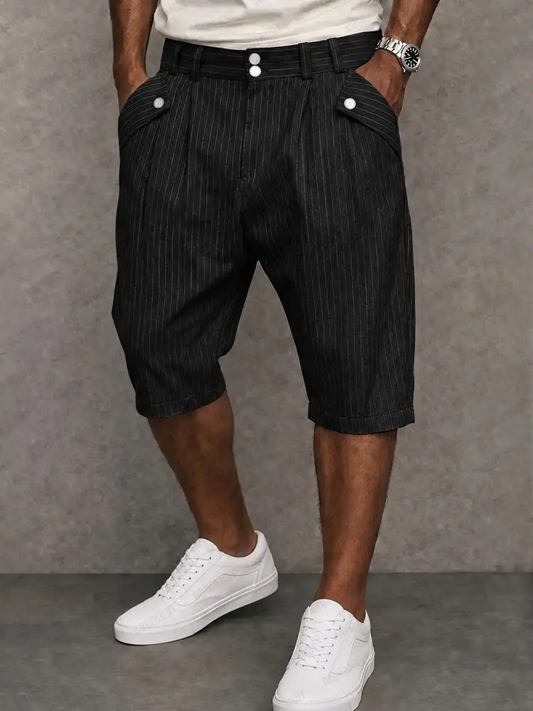 Men's Modern Commuter Button Accent Suit Shorts