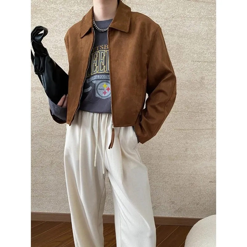 Suede Casual Outerwear Jacket