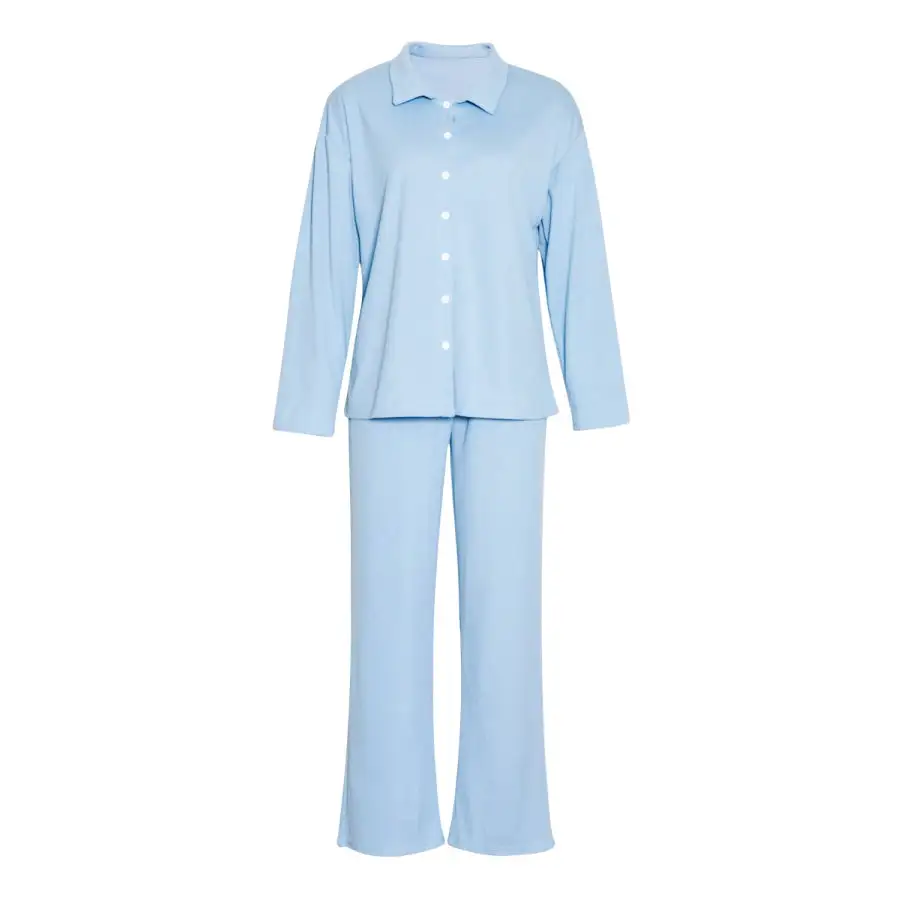 Collared Neck Long Sleeve Top and Drawstring Pants Set